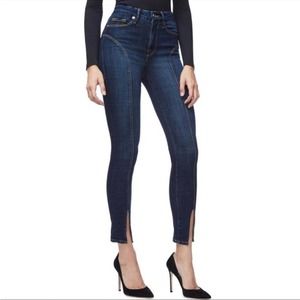Good American Good Legs Crop Curvy Front Slit Hem Skinny Jeans. Size 8